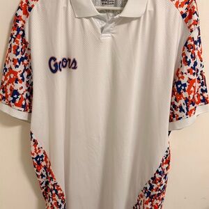 Florida Gators White Polo Shirt XL Blue Orange Digital Camo Sleeves NCAA